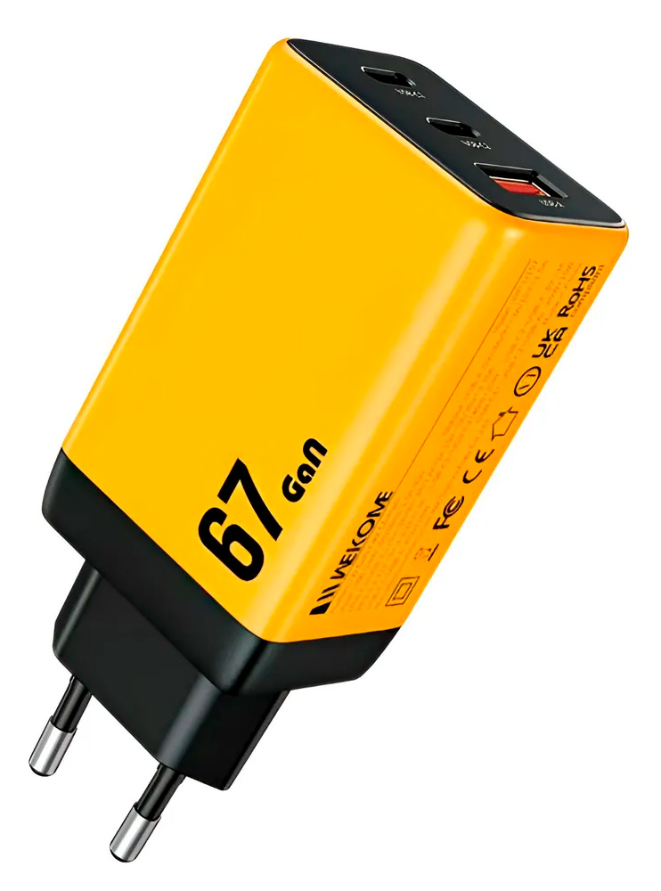 Зарядное устройство Wekome Keylour Series USB A+C 67W GaN Charger (WP-U157) Yellow
Зарядное устройство Wekome Keylour Series USB A+C 67W GaN Charger (WP-U157) Yellow