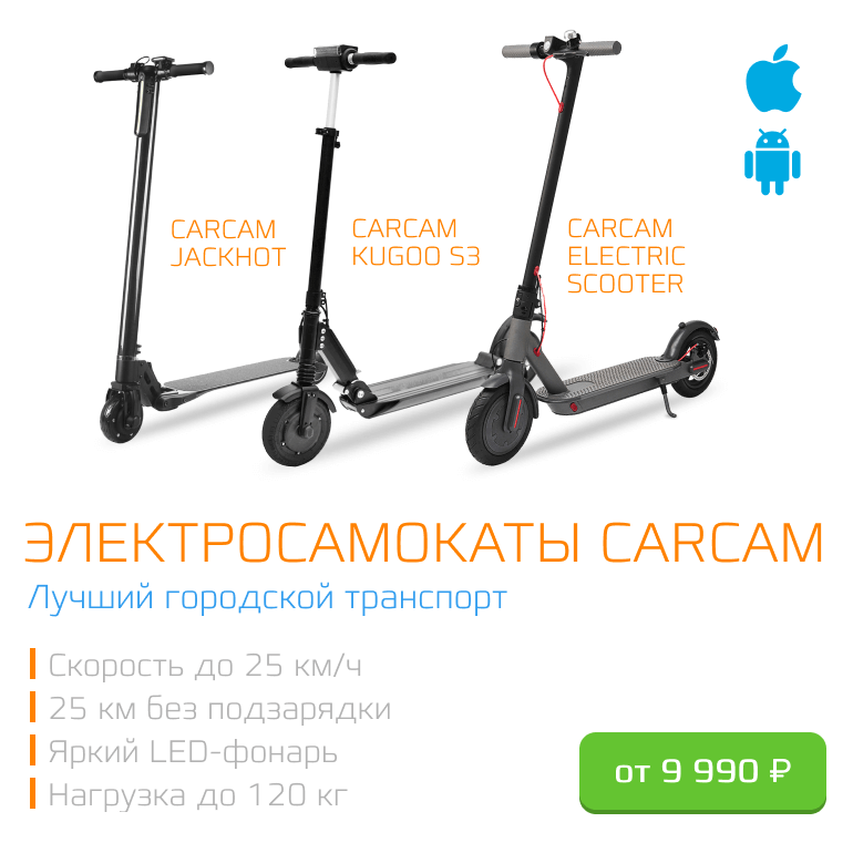 CARCAM JACKHOT — Лёгкие и быстрые электросамокаты