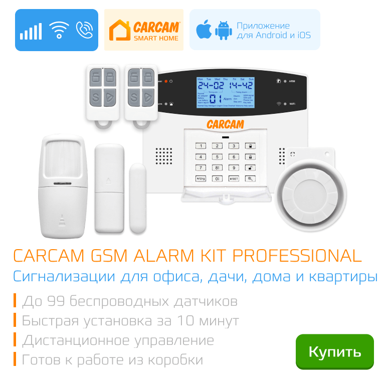 Carcam gsm alarm kit настройка