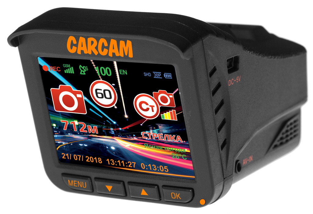 Автомобильный видеорегистратор с радар-детектором 5 в 1 CARCAM COMBO 5 CARCAM - фото 1