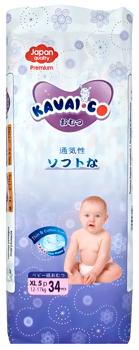 Купить Kavai-Co Baby Disposable Diapers XL 12-17kg (34 Pcs)