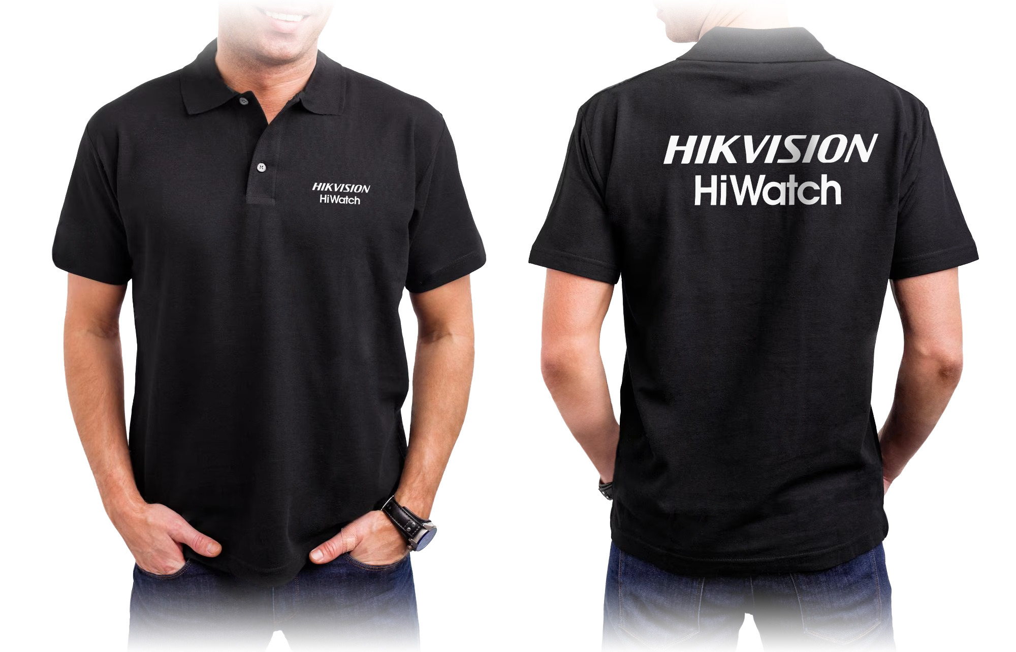 Купить Hikvision/Hiwatch Рубашка с воротником поло черная, XL