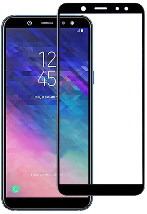 Защитное стекло для Samsung A7 (2018) с рамкой 9H Full Glue КАРКАМ
