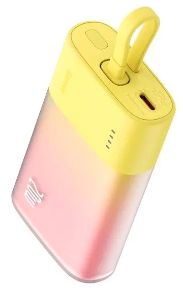Внешний аккумулятор Xiaomi Baseus Pocket Fast Charging Power Bank Lighting 5200 mAh (PPKDC05L) Yellow внешний аккумулятор с поддержкой беспроводной зарядки xiaomi baseus magnetic wireless charging power bank 10000 mah 20w pink ppcxm10