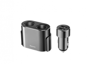 фото Автомобильное зарядное устройство baseus high efficiency one to two cigarette lighter black