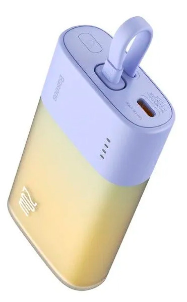 Внешний аккумулятор Xiaomi Baseus Pocket Fast Charging Power Bank Lighting 5200 mAh (PPKDC05L) Purple внешний аккумулятор с поддержкой беспроводной зарядки xiaomi baseus magnetic wireless charging power bank 10000 mah 20w pink ppcxm10