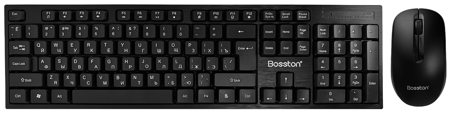 Купить Bosston Wireless Keyboard and Mouse Combo (WS100) Black