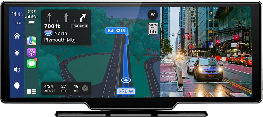 Автомобильный видеорегистратор-зеркало 10,26'' Carplay and Android Auto GPS Navigation Dashboard DVR T86