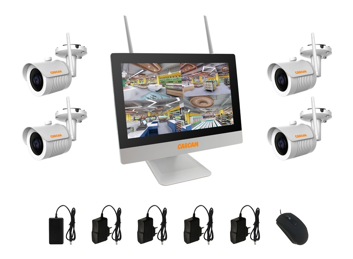 Беспроводной комплект видеонаблюдения CARCAM 4CH WiFi NVR Kit 1080/4 LCD