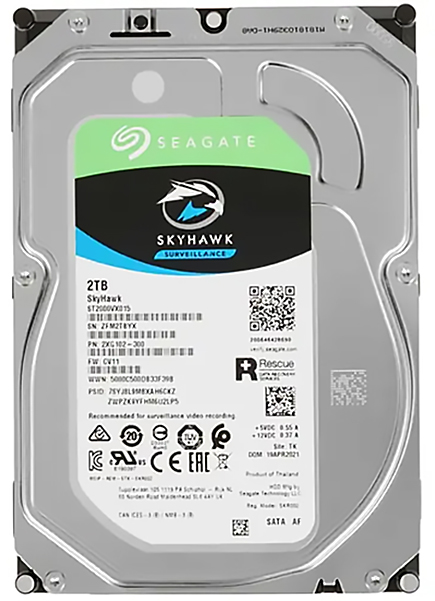 Жесткий диск Seagate Skyhawk ST2000VX015, 2ТБ, HDD, SATA III, 3.5