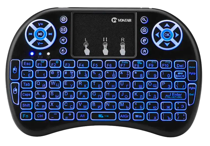 Беспроводная клавиатура с русской раскладкой Vontar I8+ Wireless Keyboard 2.4GHz Air Mouse Touchpad Handheld for Android TV BOX Mini PC AAA ver. wechip h6 remote control 2 4g wireless air mouse mini keyboard ir control gyro sensing smart remote control rechargeable for game android tv box mini pc