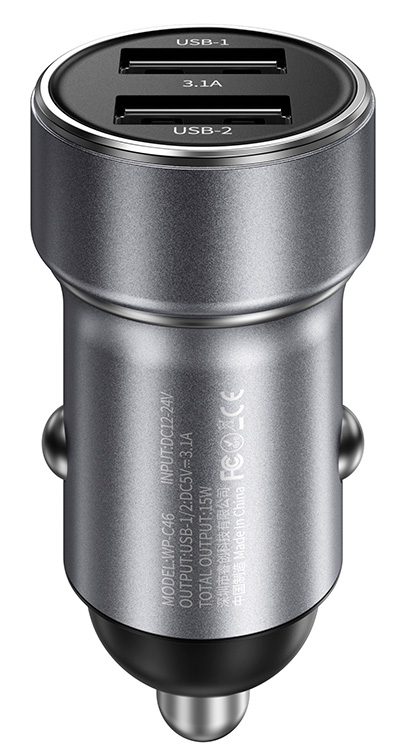 фото Автомобильное зарядное устройство wekome starroad series vieyie dual-usb car charger 15w (wp-c46) silver