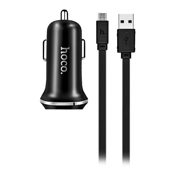 Автомобильное зарядное устройство Hoco Z1i АЗУ 2USB 2.1A для Lightning 8-pin Черный (iPhone) кабель typec lightning gcr 1м power delivery для зарядки iphone 13 12 11 x 8