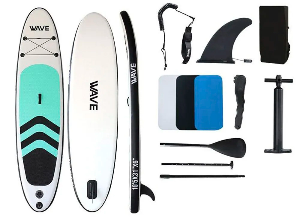 Сапборд Kesser Inflatable SUP Board 320*78*15 Wave White/Light-green