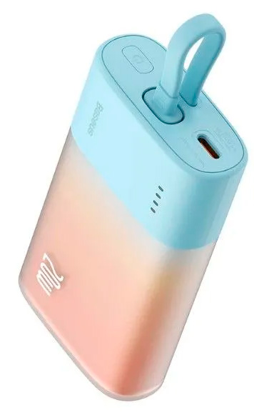 Внешний аккумулятор Xiaomi Baseus Pocket Fast Charging Power Bank Lighting 5200 mAh (PPKDC05L) Orange внешний аккумулятор baseus power bank magnetic wireless fast charging 10000mah 20w white ppcx010202