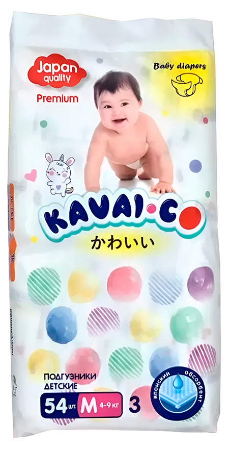 Купить Kavai-Co Baby Disposable Diapers M 4-9kg (54 Pcs)