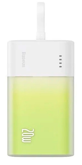 Внешний аккумулятор Xiaomi Baseus Pocket Fast Charging Power Bank Lighting 5200 mAh (PPKDC05L) Green внешний аккумулятор с поддержкой беспроводной зарядки xiaomi baseus magnetic wireless charging power bank 10000 mah 20w pink ppcxm10