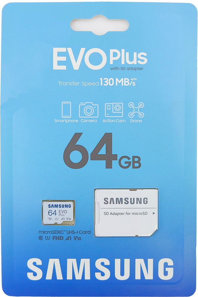 Карта памяти Samsung EVO Plus 64GB microSDXC UHS-I Card (MB-MC64KA/AM) карта трекер chipolo card spot ch c21r gy r en