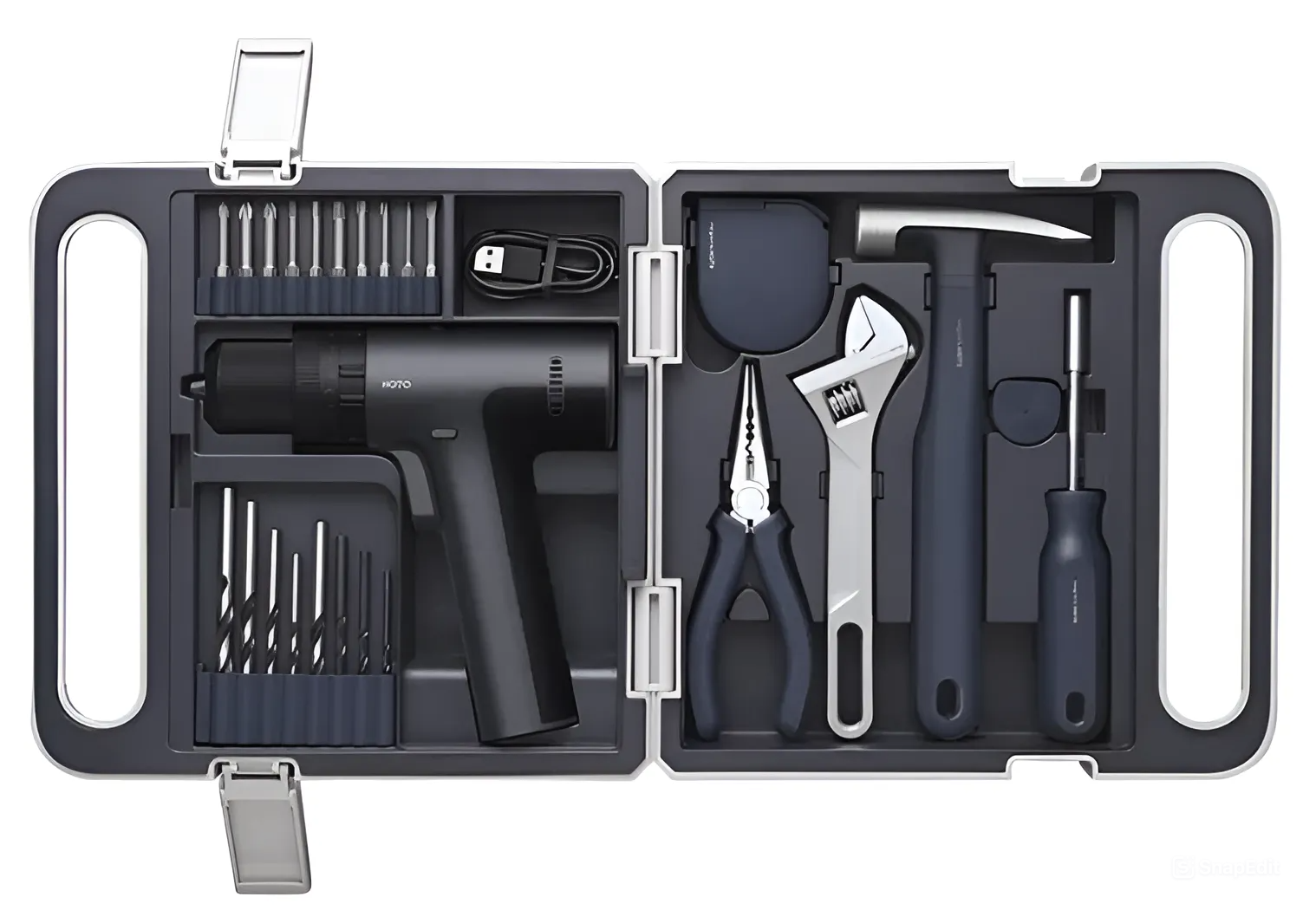 Набор инструментов с дрелью Xiaomi Hoto Impact Drill Tool Box (QWDZGJ002) Gray kamolee tool 1800nm high torque brushless 1 2 inch impact wrench dtw700 2 batteries tool box