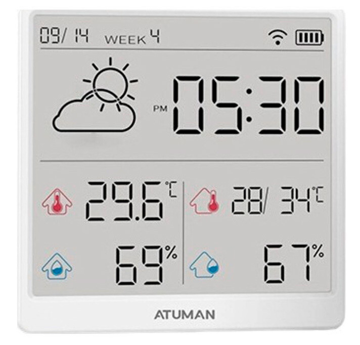 Датчик температуры и влажности Xiaomi AtuMan Intelligent Temperature and Humidity Clock TH3 Grey