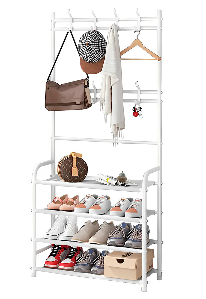 Вешалка напольная New Simple Floor Clothes Rack With Shelves for Shoes XMJ80 -