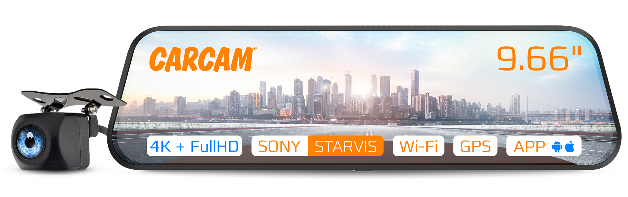 Купить CARCAM 4K+FHD WiFi GPS Mirror Dash Cam Z8 Pro