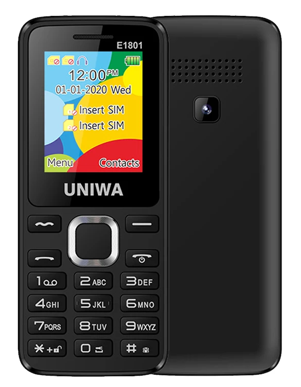 Мобильный телефон UNIWA E1801 Dual SIM Black, Смартфоны и телефоны 