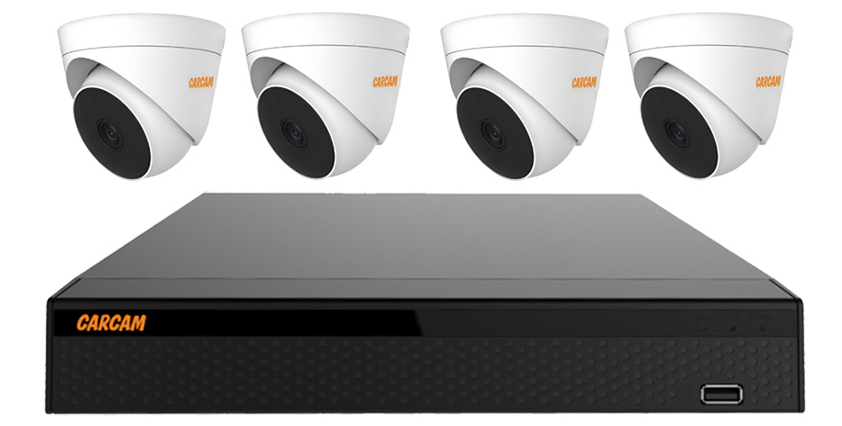 Комплект видеонаблюдения из 4 купольных 5 Мп камер с видеорегистратором CARCAM 4CH XVR KIT 3004/5075X4