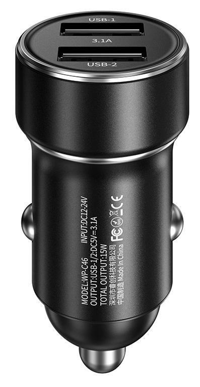 Автомобильное зарядное устройство Wekome StarRoad Series Vieyie Dual-USB Car Charger 15W (WP-C46) Black