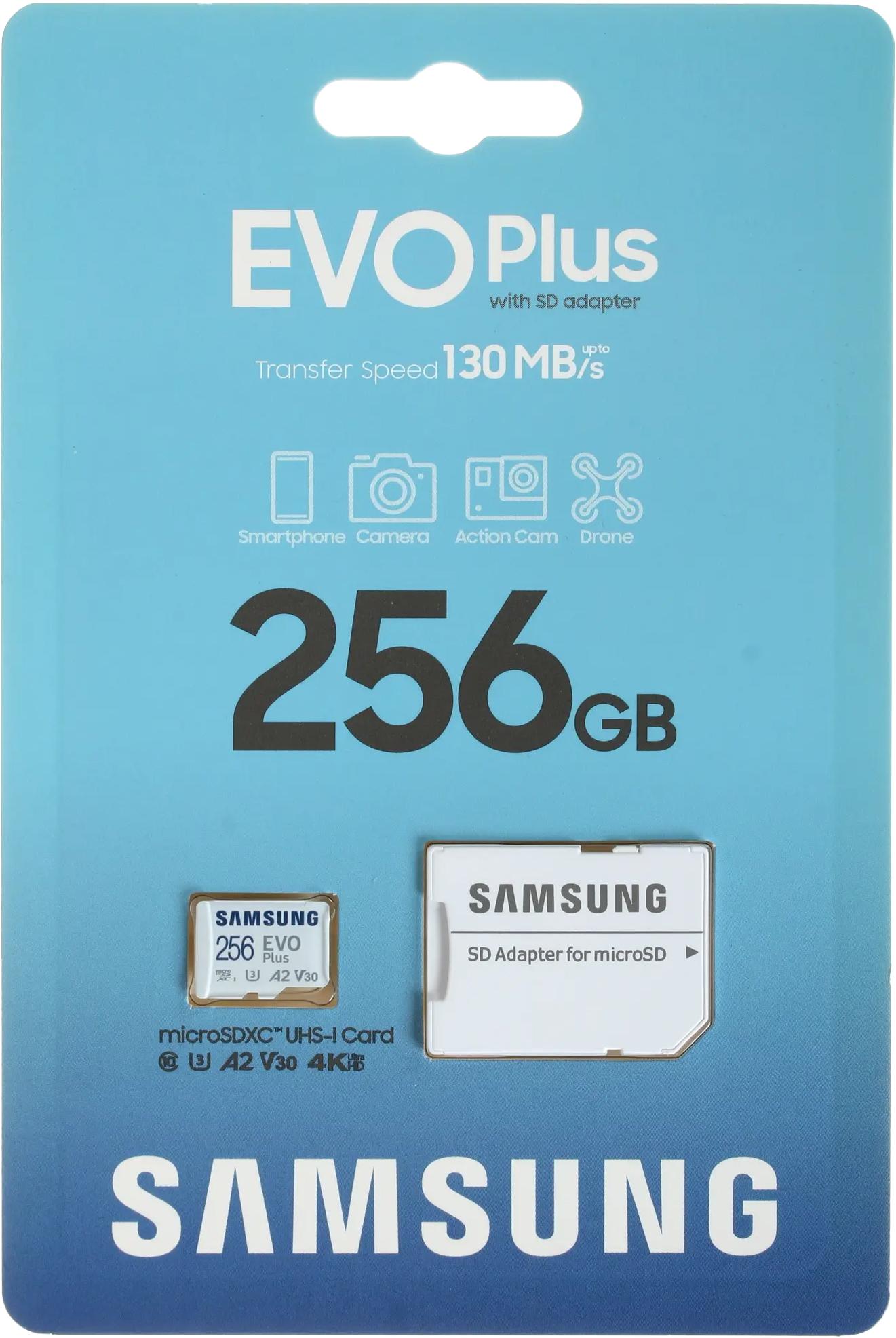 Карта памяти Samsung EVO Plus 256GB microSDHC Class 10 (MB-MC256KA/KR) карта памяти samsung microsdxc 128gb pro plus microsdxc class 10 uhs i u3 sd адаптер mb md128sa eu