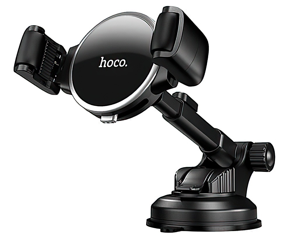 Автомобильный держатель для телефона на присоске Hoco S12 Lite - Черный/Серебристый КАРКАМ
