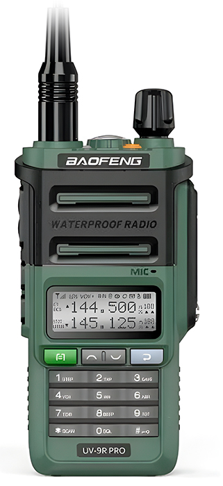 Портативная водонепроницаемая рация Baofeng UV-9R PRO V2 GREEN радиостанция водонепроницаемая радиостанция baofeng uv 98 pro