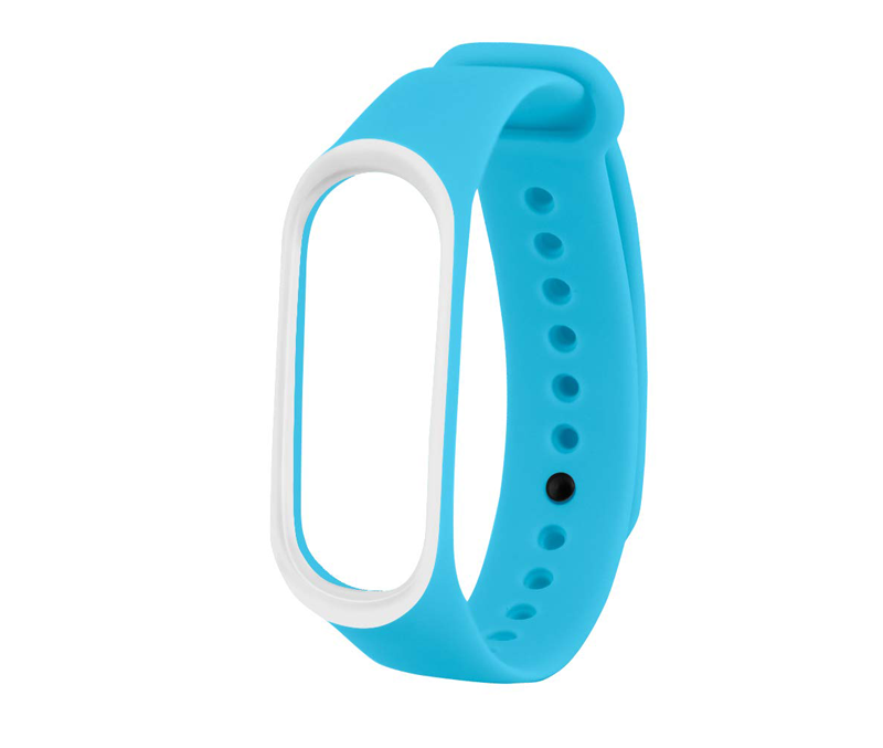 

Ремешок для Mi Band 3/4 Silicon Loop голубой/белый
