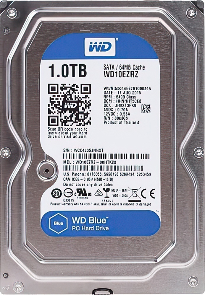 Жесткий диск WD Blue WD10EZRZ, 1ТБ, HDD, SATA III, 3.5