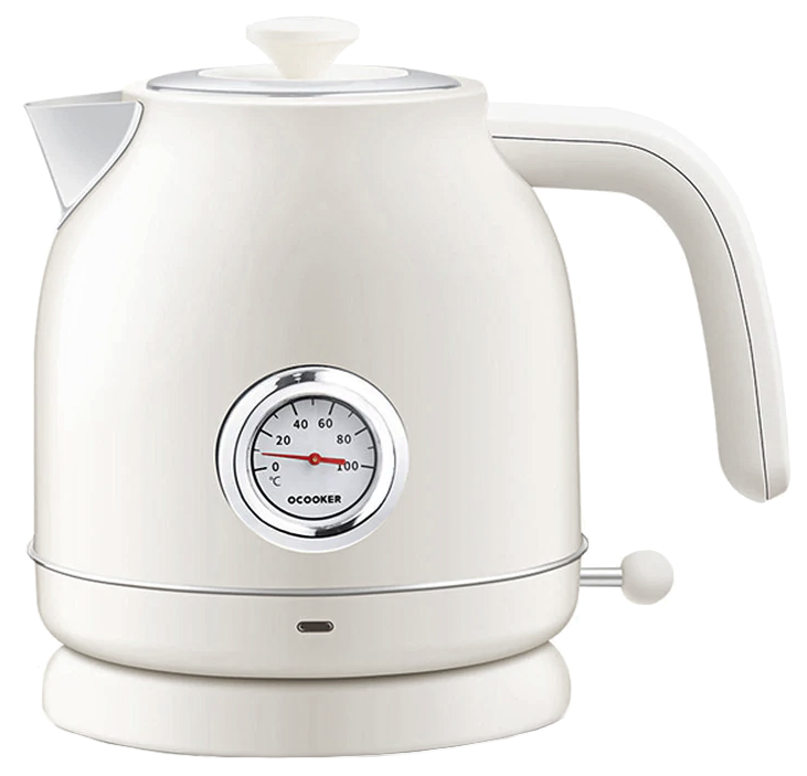 фото Эргономичный электрочайник с термометром, выполненный в ретро-дизайне xiaomi qcooker retro electric kettle white (qs-1701)