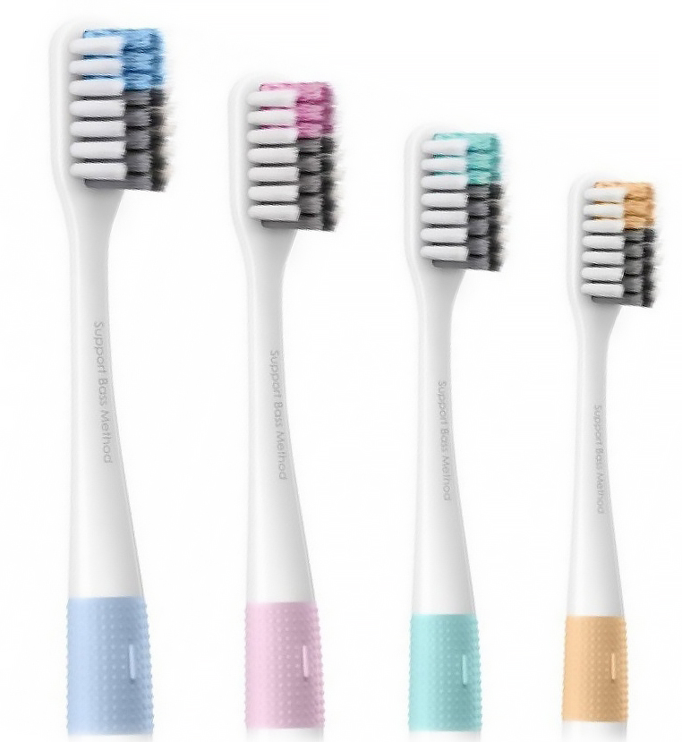 Набор зубных щеток Xiaomi Dr. Bei Bass Method Toothbrush Multicolor (4 шт), Электрические зубные щетки 