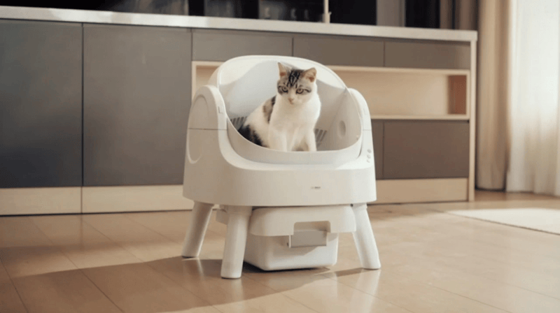 Petpivot Self Cleaning Cat Litter Box (AS11) White.gif