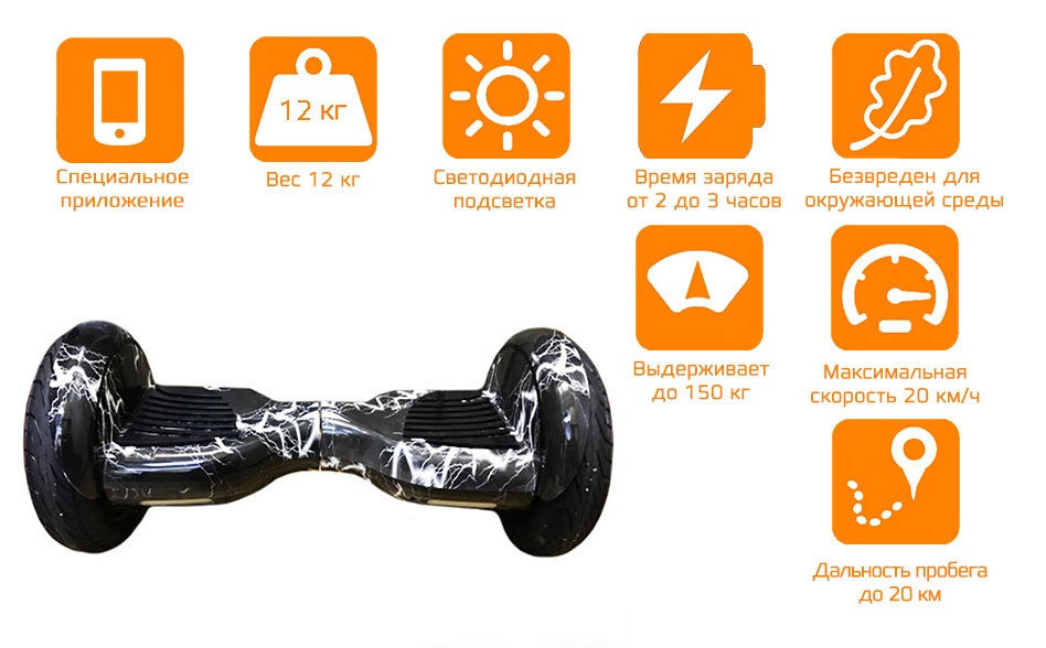 Гироскутер CARCAM 10.5 White lighting - это отличный способ получать новые ощущения от прогулки на скорости до 20 км/ч