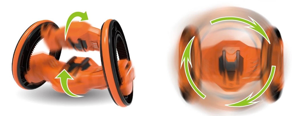Трюковая машина на радиоуправлении CARCAM 2 Runds Stunt Car - Orange -особая конструкция колес
