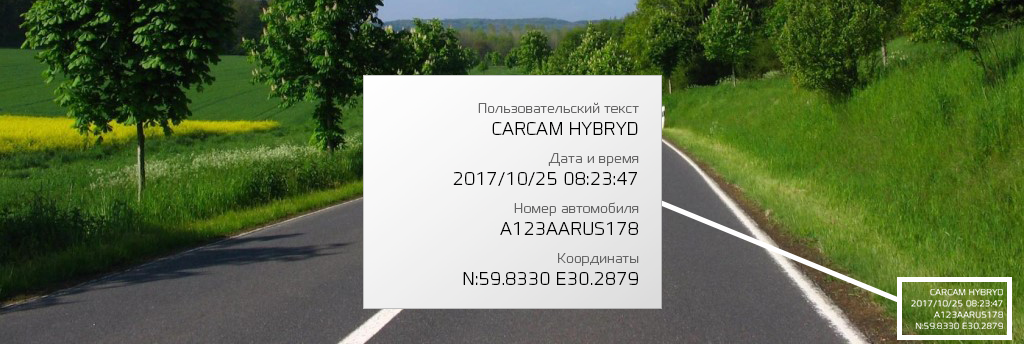 Автомобильный видеорегистратор CARCAM HYBRID - Штампы координат и скорости