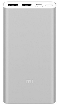 Аккумулятор Xiaomi Mi Power Bank 10000mAh Silver (PLM09ZM) емкостью 10000мАh с 2 USB