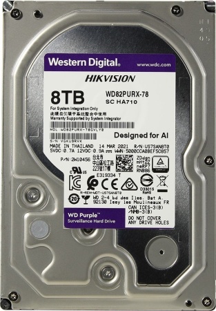 Купить WD Purple WD82PURX, 8ТБ, HDD, SATA III, 3.5"