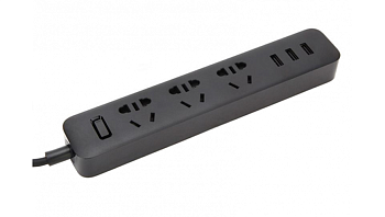 Удлинитель с 3 розетками и3 USB-выходами Xiaomi Mi Power Strip 3 Sockets (XMCXB01QM) Black