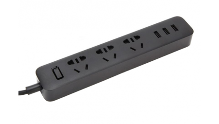 Удлинитель с 3 розетками и3 USB-выходами Xiaomi Mi Power Strip 3 Sockets (XMCXB01QM) Black