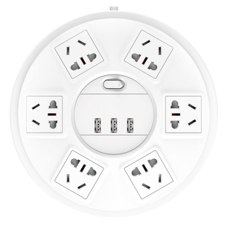 Сетевой удлинитель с 6 розетками, 3 USB-портами и защитой от грозы Xiaomi Top Tech Patch Panel SR21PRO