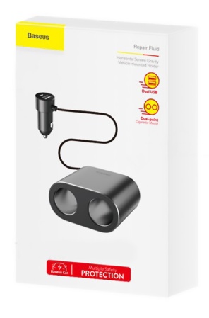 Купить Baseus High Efficiency One to Two Cigarette Lighter Black
