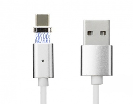 Купить Кабель с магнитным креплением зарядной части LIGHTNINIG DRM-MG2-02 МАГНИТНЫЙ 1,2М серебро DREAM