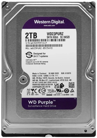 Купить WD HDD 2TB, SATA III, 3.5" (WD23PURZ) Purple