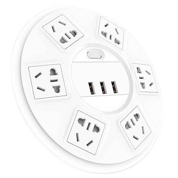 Сетевой удлинитель с 6 розетками, 3 USB-портами и защитой от грозы Xiaomi Top Tech Patch Panel SR21PRO