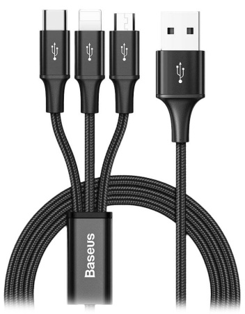 Купить Baseus Rapid Series 3-in-1 Cable USB - Lightning+MicroUSB+Type-C 1.2m (CAJS000001)